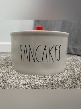 Rae Dunn White Ceramic Pancake/Waffle Warmer OR Pancake/Waffle Mix Storage